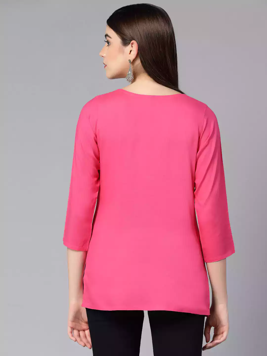 Pink Resham Work Short Kurti